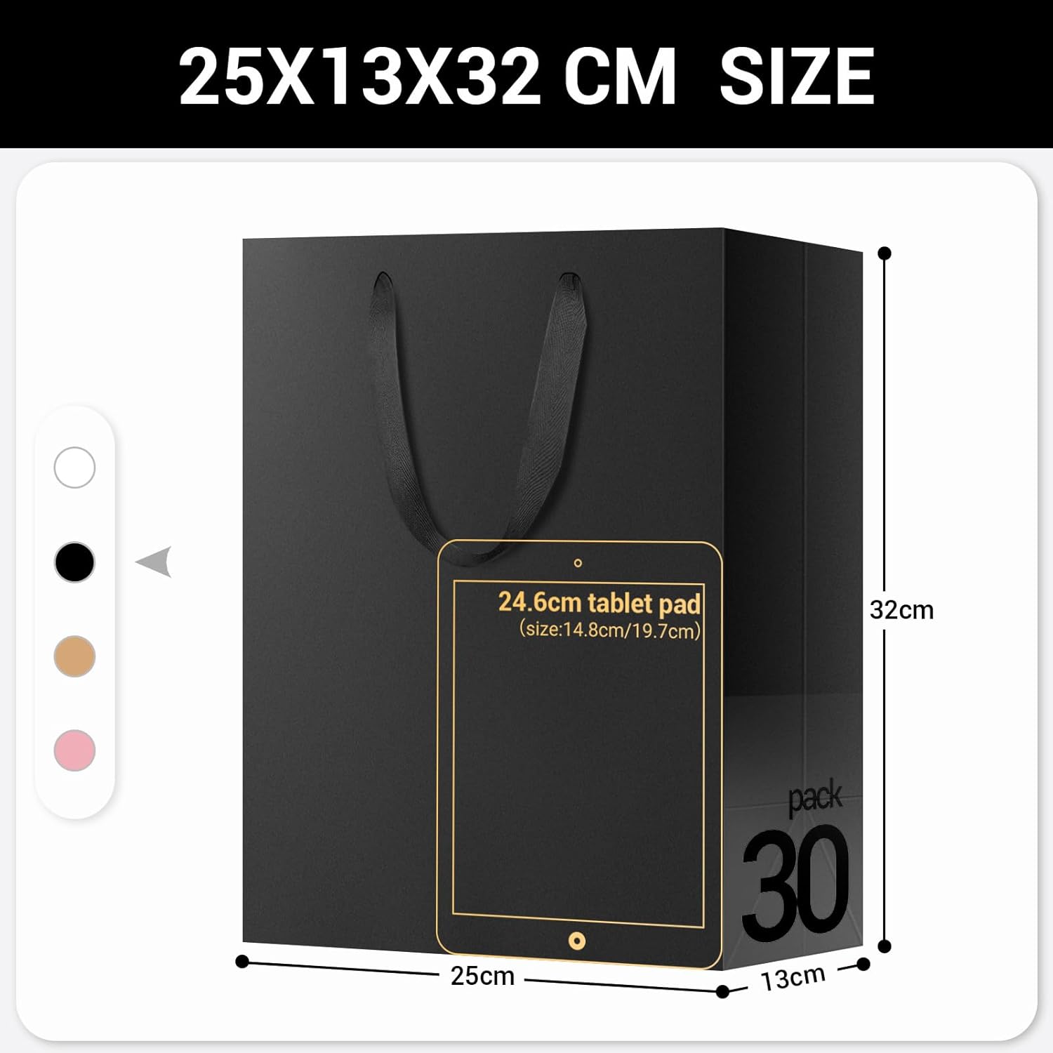 Bolsas de Papel Negro 30 PCS Bolsas de Papel Negro 30 PCS